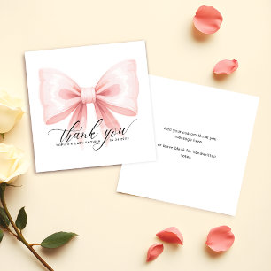 Modern Blush Pink Bow Budget Thank You Card