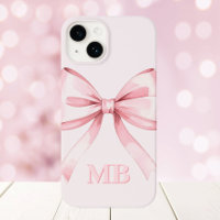 Modern Blush Pink Bow Initial Monogram