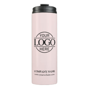 Modern Blush Pink Branded Company Business Logo Thermal Tumbler