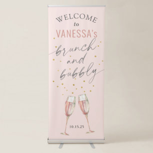 modern blush pink brunch and bubbly welcome sign