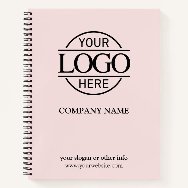 Modern Blush Pink Business Corporate Company Logo Notebook (Front)