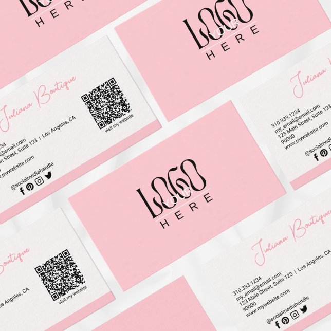 Modern Blush Pink Business Logo |  QR Code Business Card (Creator Uploaded)