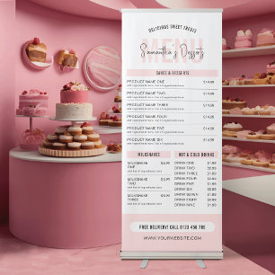 Modern Blush Pink Business Price List Shop Menu Retractable Banner
