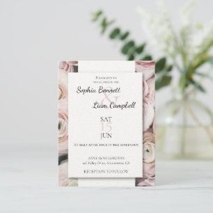 Modern blush pink buttercup flowers invitation