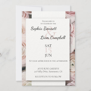 Modern blush pink buttercup flowers  invitation