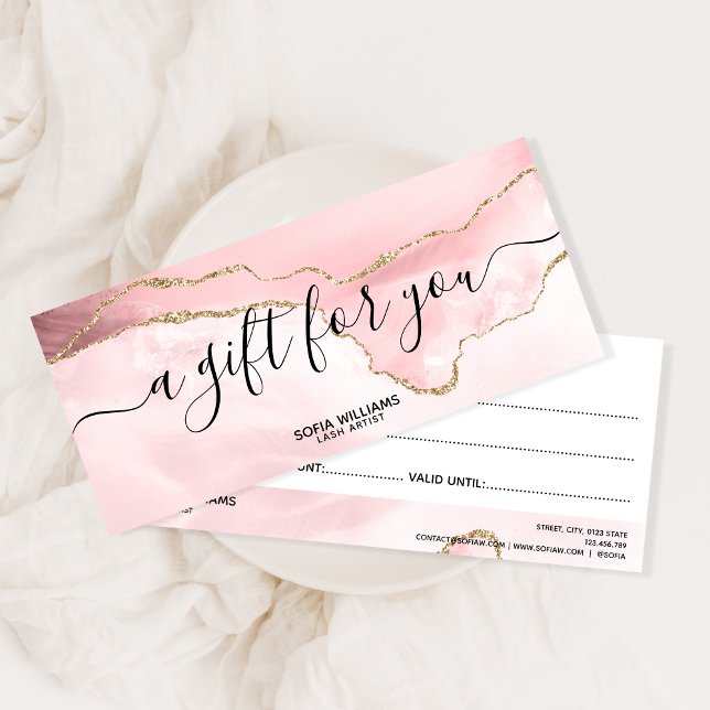 Modern Blush Pink Certificate Gift Card Add Logo (Creator Uploaded)