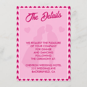 Modern Blush Pink Chevron Stripe Wedding Details Enclosure Card