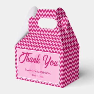 Modern Blush Pink Chevron Stripe Wedding Favour Box