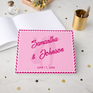Modern Blush Pink Chevron Stripe Wedding Guest Book