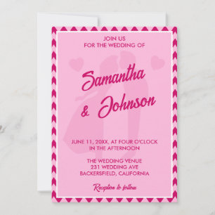 Modern Blush Pink Chevron Stripe Wedding Invitation