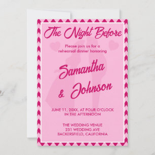 Modern Blush Pink Chevron Stripe Wedding Rehearsal Invitation