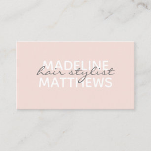 Modern Blush Pink Chic Hair Stylist Signature Name Business Card
