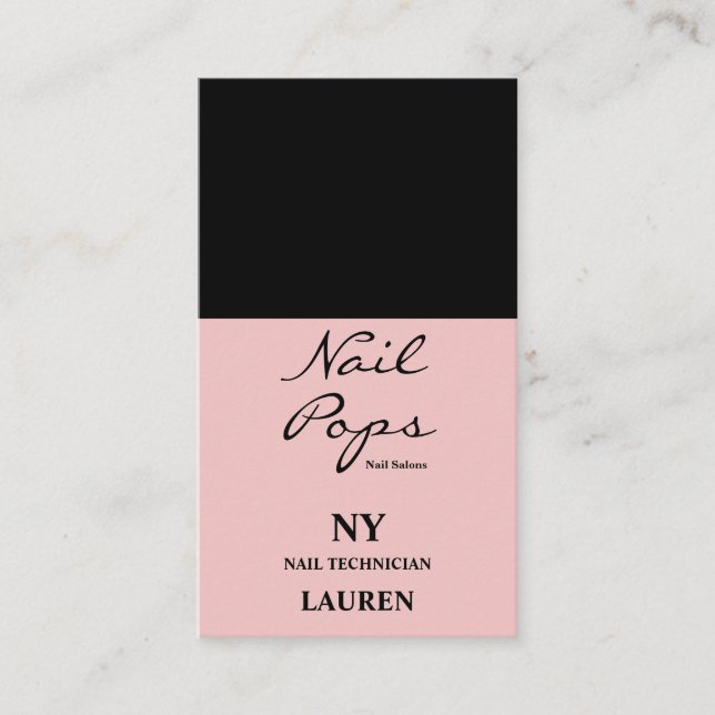 Modern blush pink chic stylish trendy nail polish business card (Front)