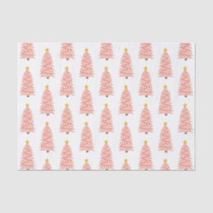 Modern Blush Pink Christmas Tree on White Holiday Tissue Paper