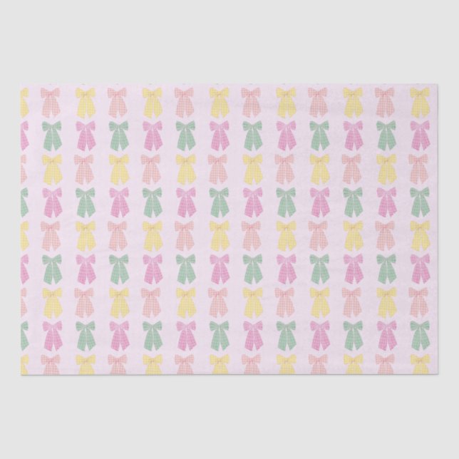 Modern Blush Pink Coquette Hair Bow Pattern Tissue Paper (Front)