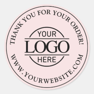 Modern Blush Pink Custom Busines Logo Promotional Classic Round Sticker