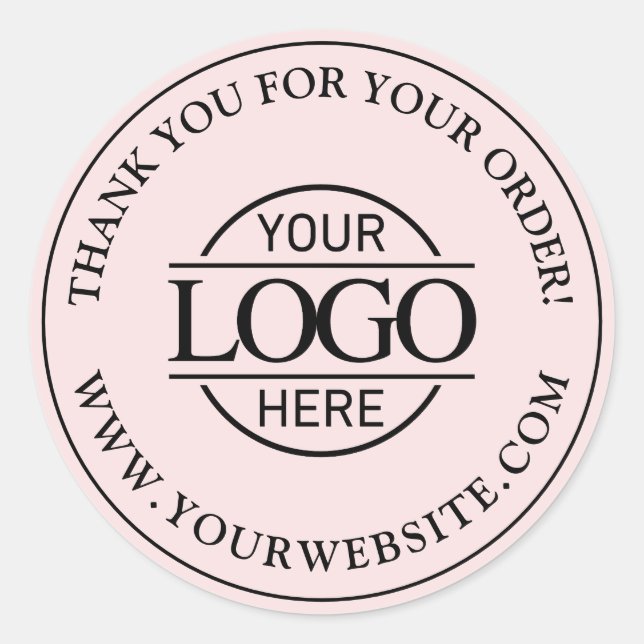 Modern Blush Pink Custom Busines Logo Promotional Classic Round Sticker (Front)
