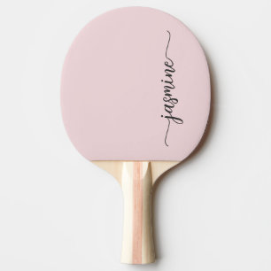 Modern Blush Pink Custom Name Signature Script Pin Ping Pong Paddle
