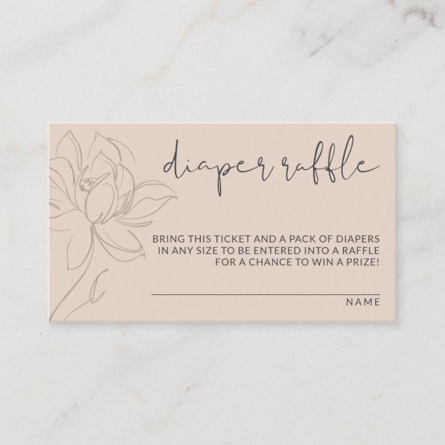 Modern Blush Pink Cute Floral Diaper Raffle Enclosure Card (Front)