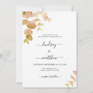 Modern Blush Pink Eucalyptus Wedding Invitation