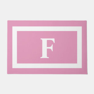 Modern Blush Pink Family Monogram Outdoor Doormat
