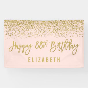 Modern Blush Pink Faux Gold Glitter 88th Birthday Banner