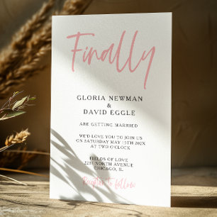 Modern Blush Pink Finally Wedding Invitation