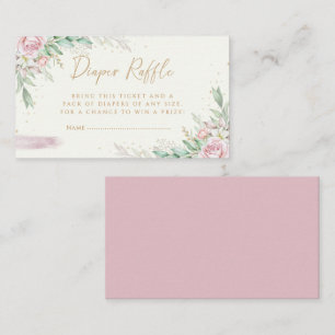 Modern Blush Pink Floral Baby Shower Diaper Raffle Enclosure Card