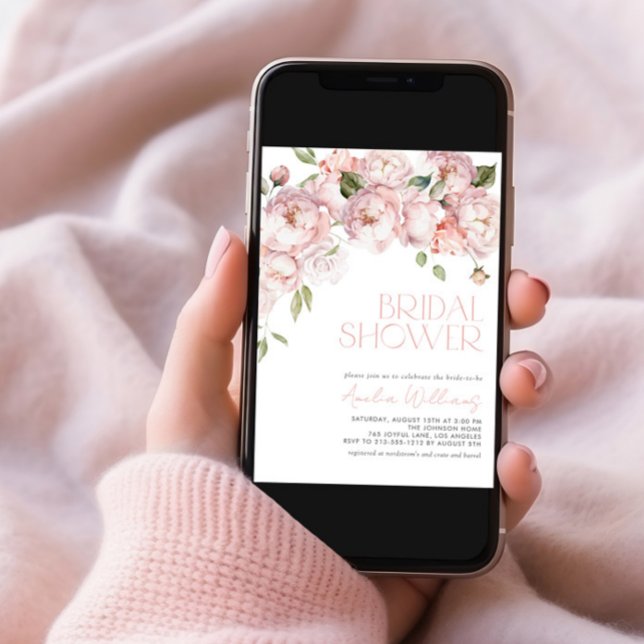 Modern Blush Pink Floral Bridal Shower Invitation (Creator Uploaded)