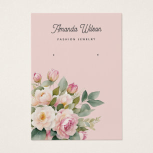 Modern blush pink floral earring display card 