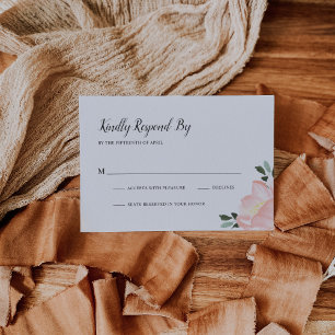 Modern Blush Pink Floral Elegant Wedding RSVP Card