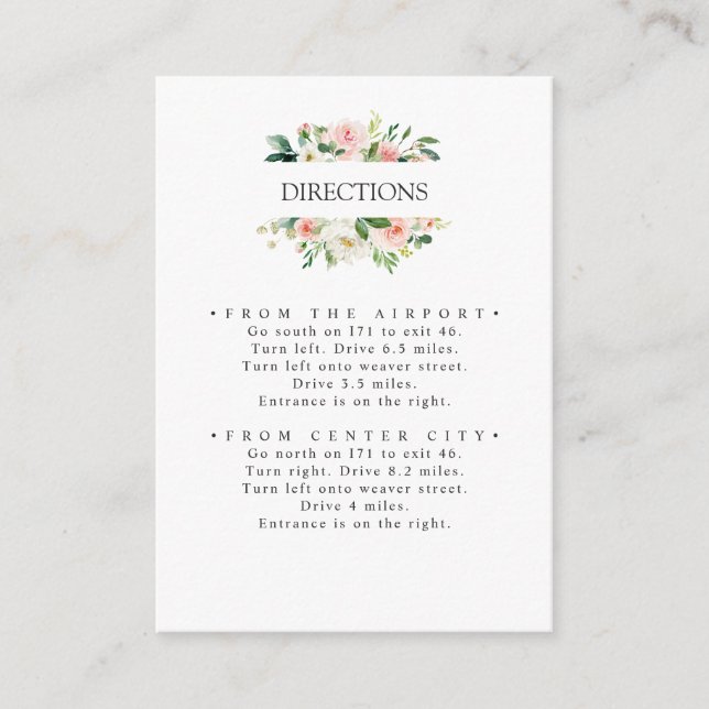 Modern Blush | Pink Flowers WEDDING Directions Enclosure Card (Front)
