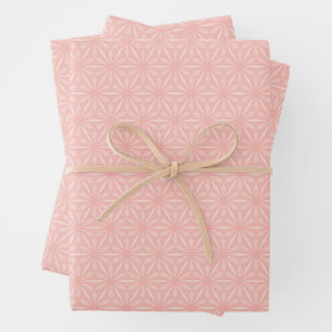 Modern Blush Pink Geometric Flower Pattern Wrapping Paper Sheet