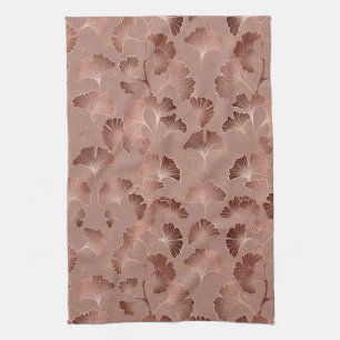Modern Blush Pink Ginkgo Leaf Luxury Pattern Tea Towel