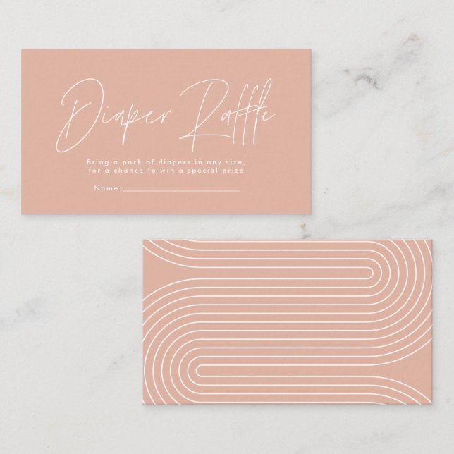 modern blush pink girly baby shower diaper raffle card (Front/Back)