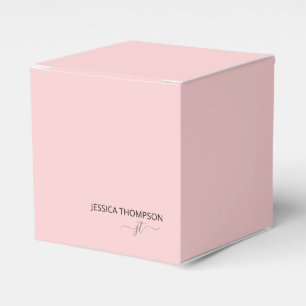 Modern Blush Pink Girly Simple Script Monogram Favour Box