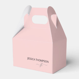 Modern Blush Pink Girly Simple Script Monogram Favour Box