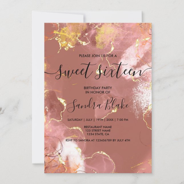 Modern Blush Pink Girly Trendy Sweet 16 Invitation (Front)