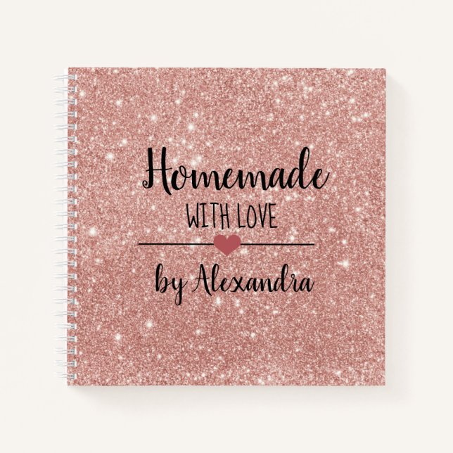 Modern blush pink glitter Homemade with love  Notebook (Front)