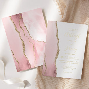 Modern Blush Pink Gold Agate Wedding