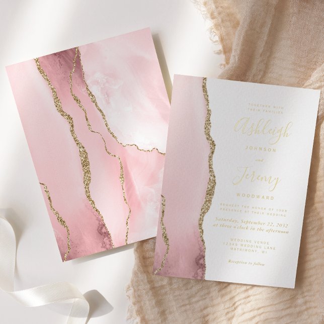 Modern Blush Pink Gold Agate Wedding (Creator Uploaded)