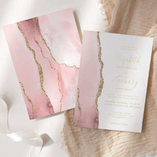 Modern Blush Pink Gold Agate Wedding