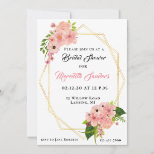 Modern Blush Pink Gold Bridal Shower Invitation