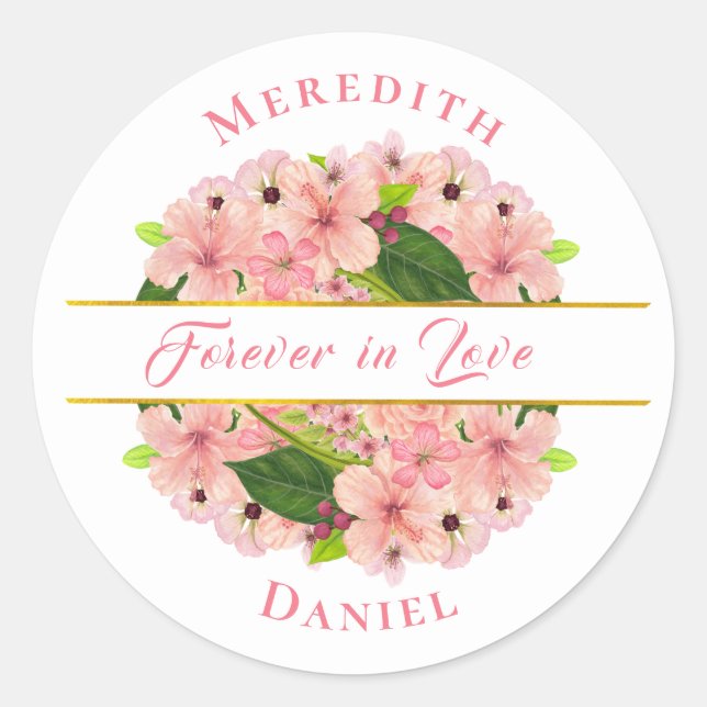 Modern Blush Pink Gold  Classic Round Sticker (Front)