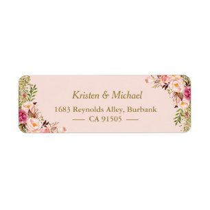 Modern Blush Pink Gold Glitter Floral