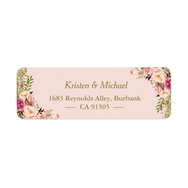 Modern Blush Pink Gold Glitter Floral (Front)