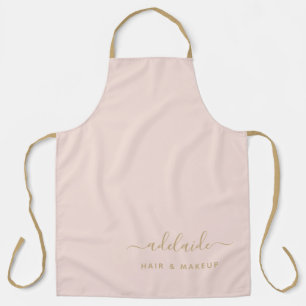 Modern Blush Pink Gold Hair Stylist Makeup Artist Apron