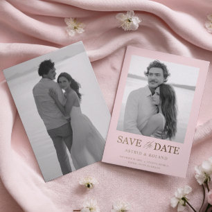 Modern Blush Pink & Gold Photo Save the Date