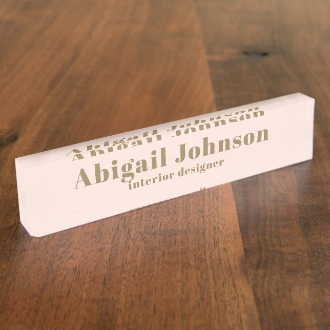 Modern Blush Pink Gold Professional Simple Name  Nameplate (Side)