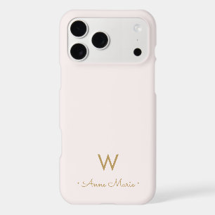 Modern Blush Pink Gold Script Monogram